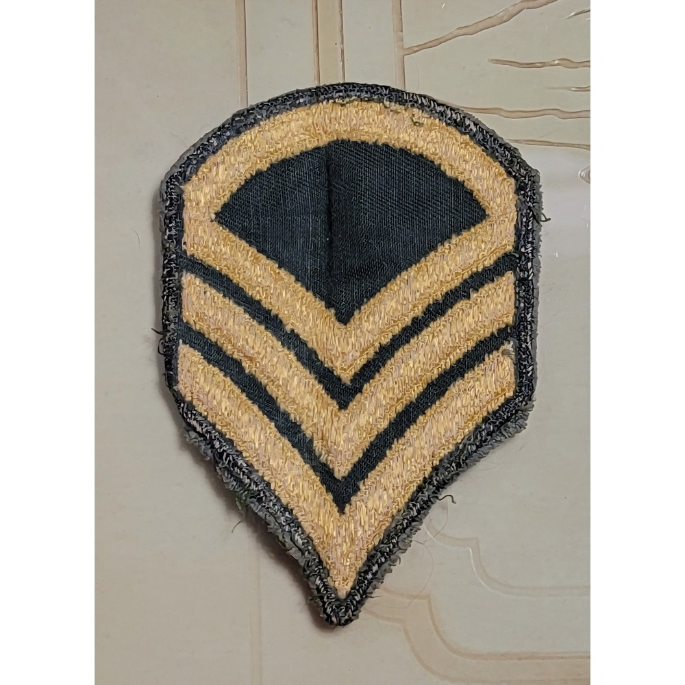 Vintage Military Staff Sergeant Rank Insignia Patch Gold Black Sew-On